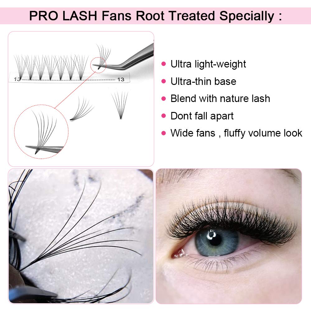 Premade Volume Eyelash Extensions 6D-C-0.07-15 Short Stem Premade Fans Eyelash Extensions 9 to 20 mm Volume Lash Extensions .07 .10 Pre made Lash Fans C D Curl (6D-C-0.07,15mm)
