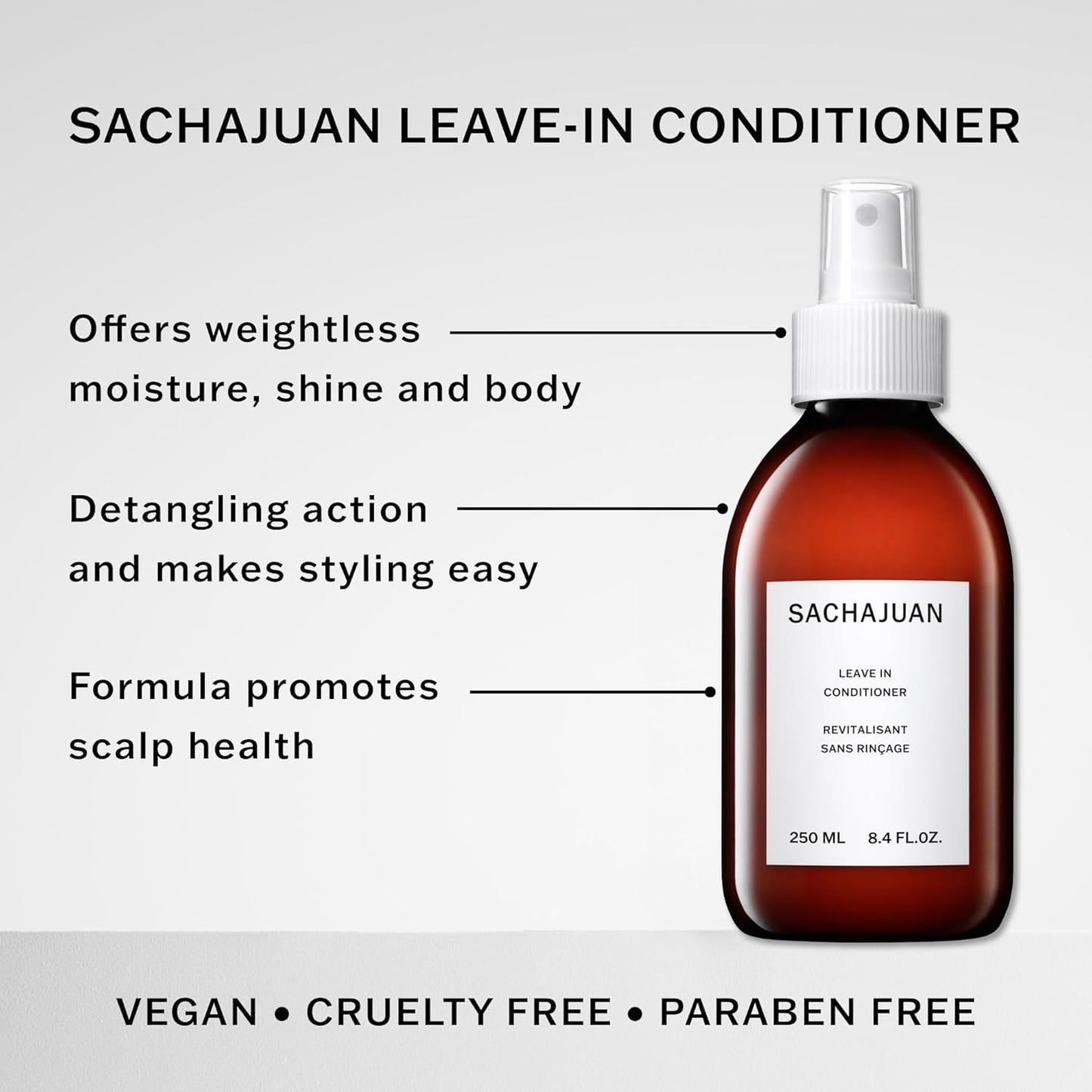 SACHAJUAN Leave-In Conditioner | Lightweight Hydration & Shine with Ocean Silk Technology | Detangles & Conditions | Weightless Care for Fine Hair | Vegan | 8.4 oz