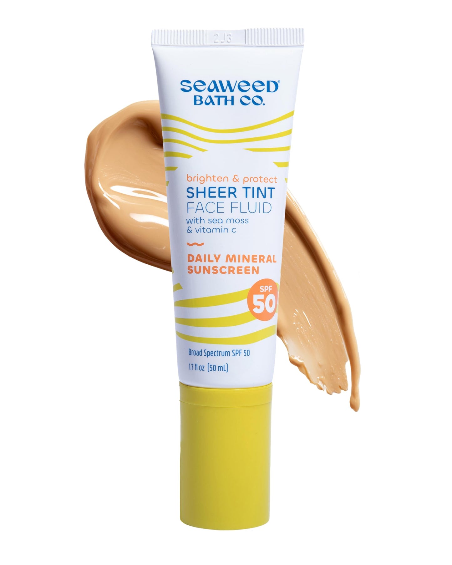 Seaweed Bath Co Tinted Face Sunscreen SPF 50 - Mineral Zinc Oxide Facial Lotion with Sheer Coverage - Lightweight Daily Moisturizer with Broad Spectrum UV Protection for Natural Glow, 1.7 oz