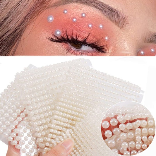 Pearl Makeup Rhinestone Stickers - 3D Self-Adhesive Eye Gems for Face & Body | White Pearl Nail Art Decor