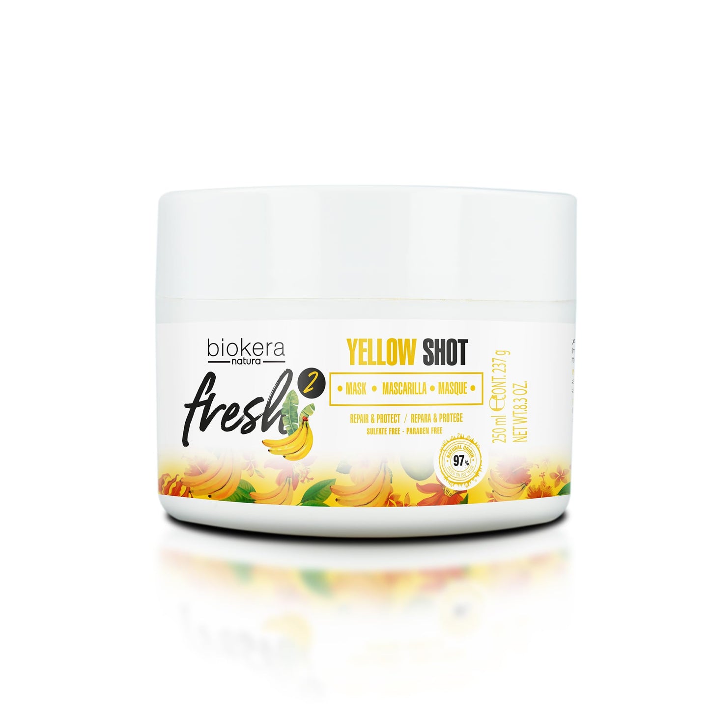 SALERM - Deep Repair Hair Mask - Biokera Fresh Yellow Shot Mask - 250 ml - Hydrates, Repairs, and Protects Hair - Anti-Frizz - Sulfate-Free and Paraben-Free