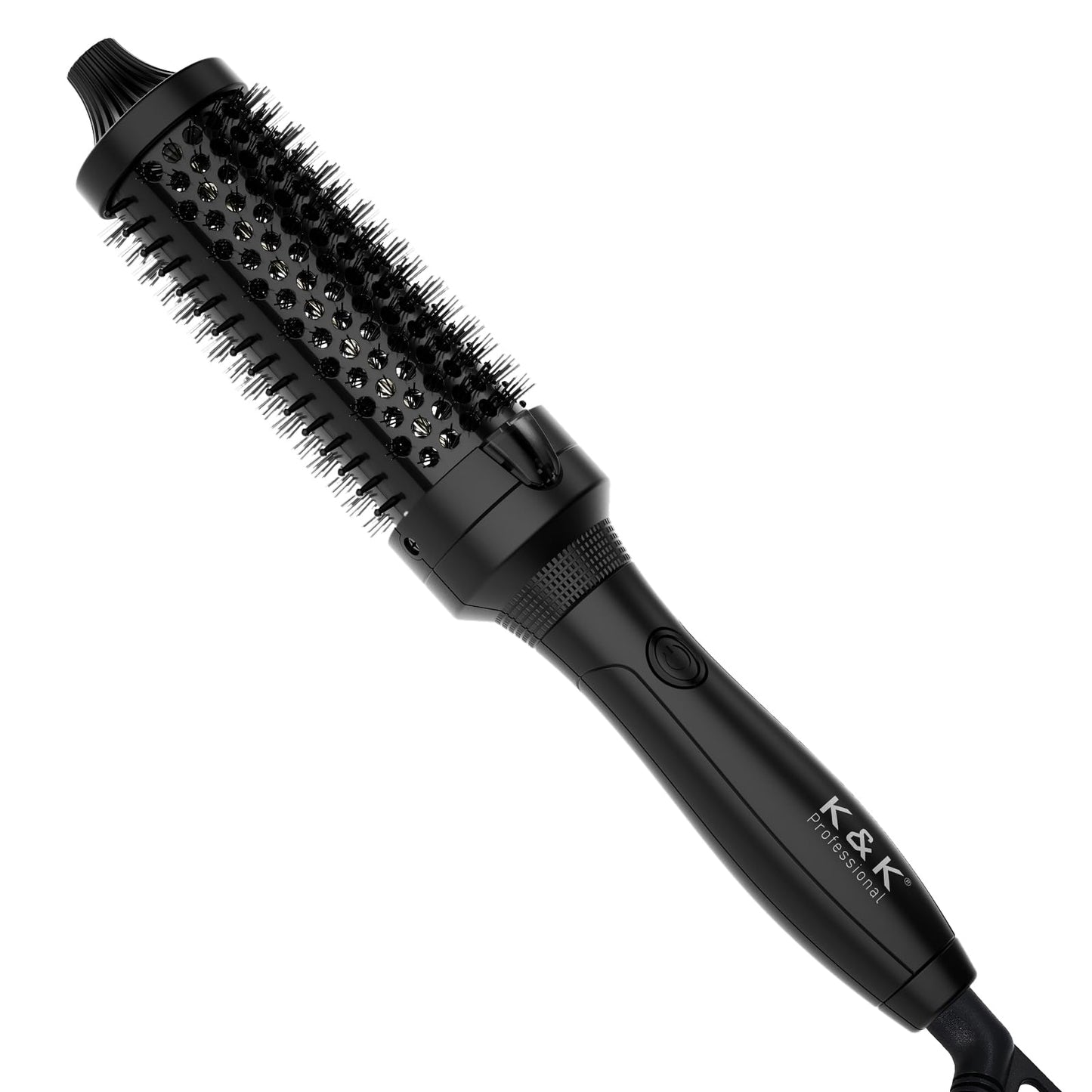 K&K Thermal Brush, 1.5 Inch Ionic Heated Round Brush, Professional Heated Ceramic Tourmaline Coating Curling Iron, Hot Styling Volumizing Tool, Dual Voltage, Pink