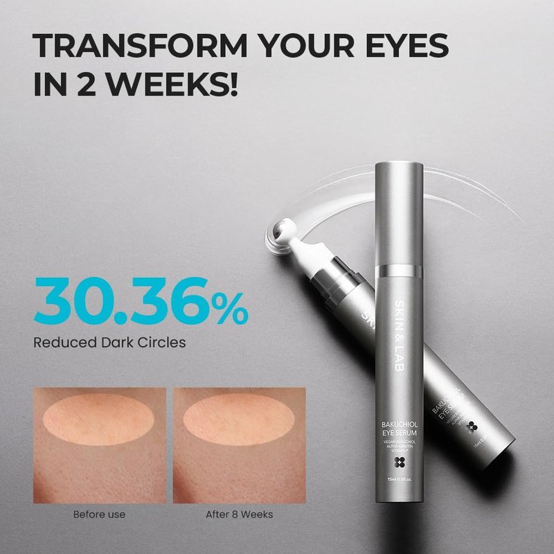 [SKIN&LAB] Bakuchiol Eye Serum with Caffeine, Roll-on Korean Under Eye Serum, Anti-Aging Wrinkle Care for Fine Lines, vegan, cruelty-free (Eye Serum Duo Set)