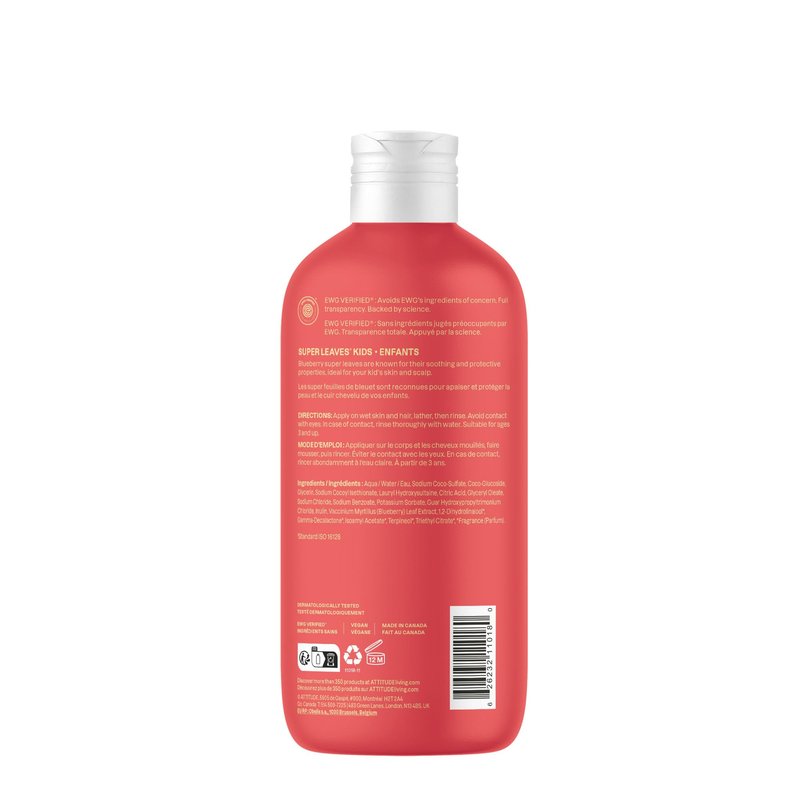 ATTITUDE Shampoo and Body Wash for Kids, EWG Verified Hair and Body Cleanser, Dermatologically Tested Soap, Plant and Mineral Based Bath Products, Vegan, Mango, 16 Fl Oz