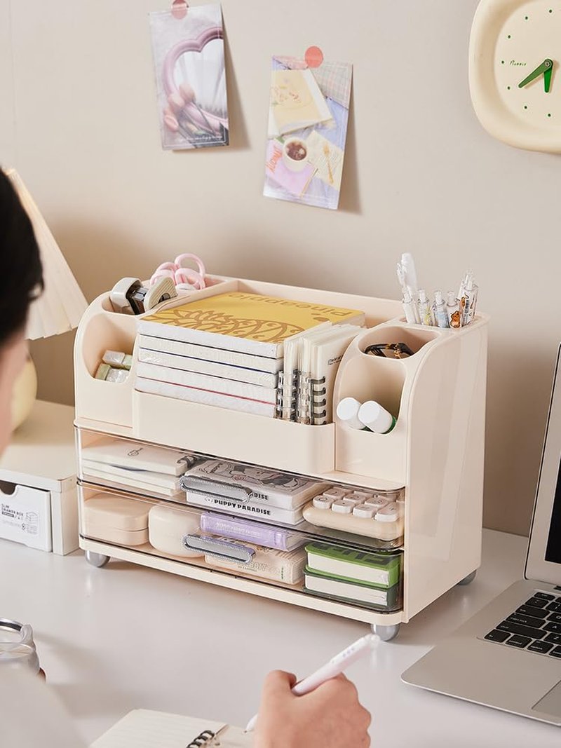 Reflygen Drawer Cosmetic Organizer, Beauty Tool Display Box, Desktop Skin Care Organizer (cream color)