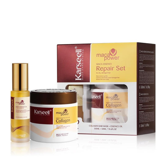 Karseell Collagen Hair Mask & Argan Oil Set - Deep Conditioning Treatment for Dry Hair | 16.9 fl oz + 1.69 fl oz