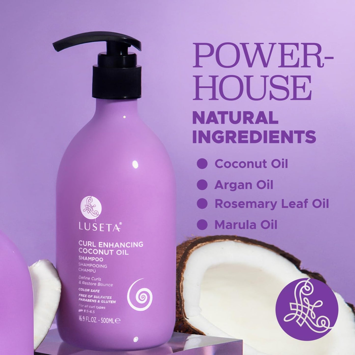 LUSETA Curl Enhancing Shampoo for Curly Hair, Restore Bounce 16.9oz