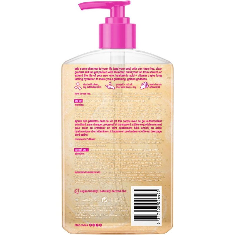 Clear Gradual Self Tan Gel - Sunkissed Golden Bronze | Moisturizing, Non-Toxic Tanning Lotion, 16 Fl Oz