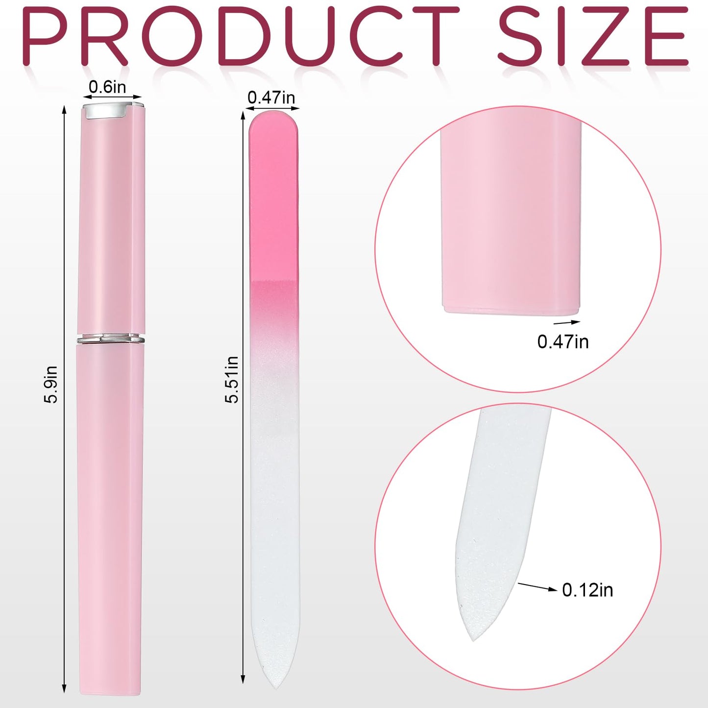 24 Pcs Glass Nail Files Bulk with Case Bulk Manicure for Women Professional Crystal Glass Nail File Double Sided, Gift 12 Colors