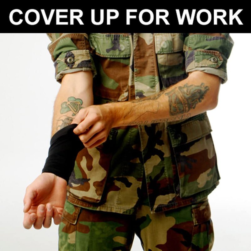 Tat2X Ink Armor Premium 3/4 Arm Tattoo Cover Up Sleeve - No Slip Gripper - U.S. Made - Light - ML (single arm/elbow sleeve)