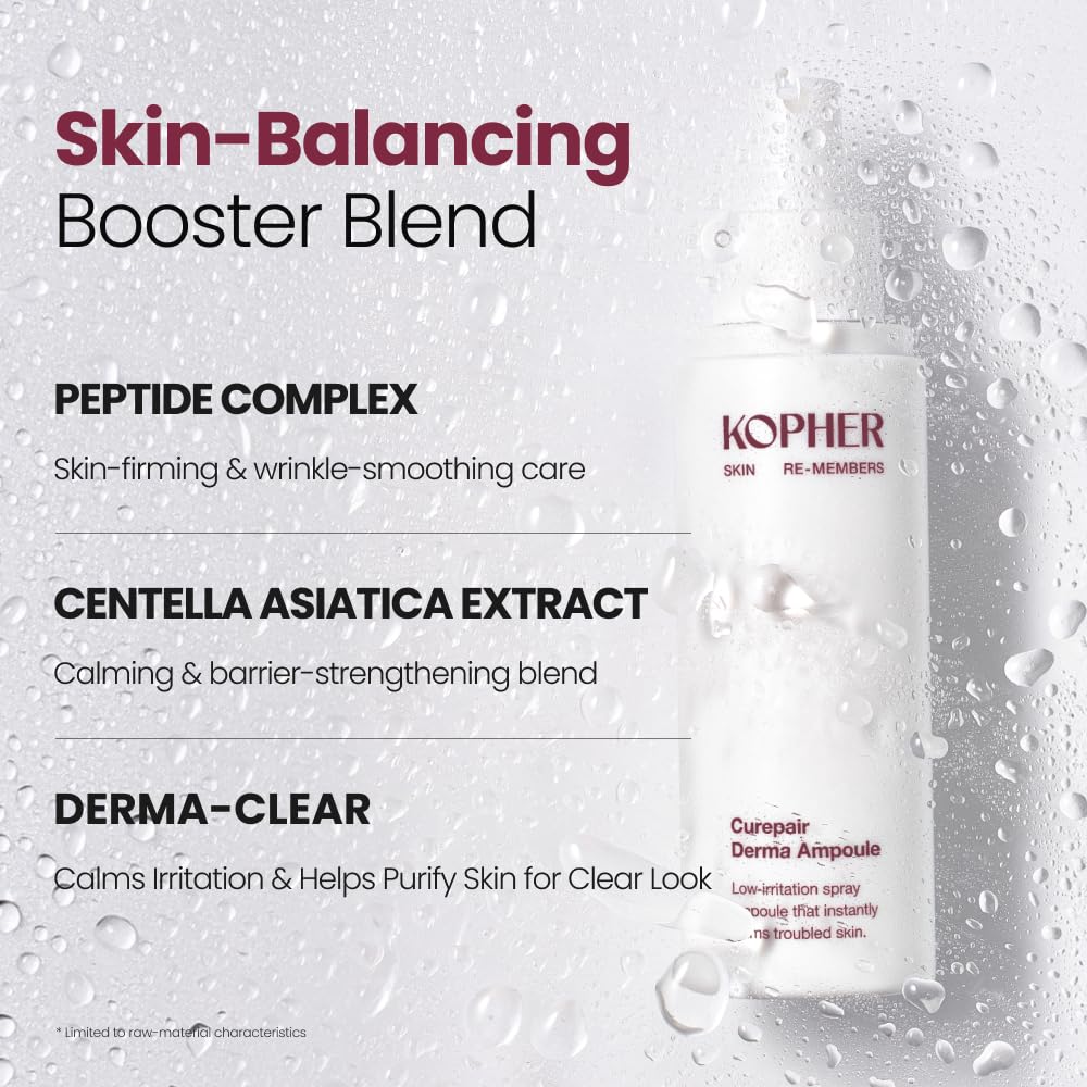 Kopher Curepair Derma Facial Serum Spray Mist 4ever, with 10GF Skin Renewal & Brightening Ampoule for Sensitive Skin - Reduces Wrinkles, Improves Skin Tone, Korean Skincare (3.38 fl.oz.)