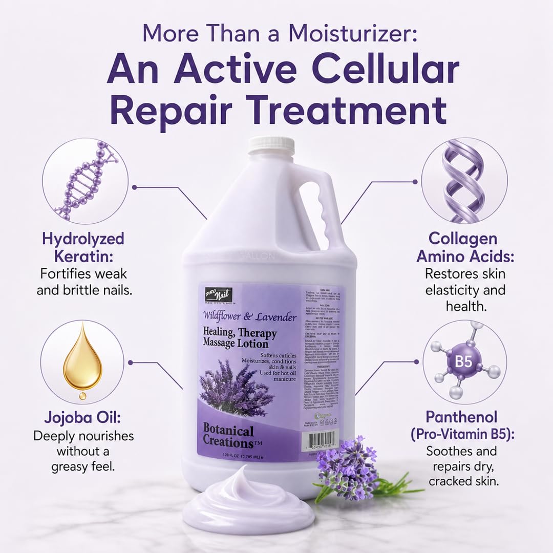 PRO NAIL Professional Therapeutic Massage Lotion & Repair Treatment – Beyond Basic Hydration – Active Cellular Repair for Rejuvenated Skin & Nails & Enhanced Reputation (Lavender, 1 Gallon)