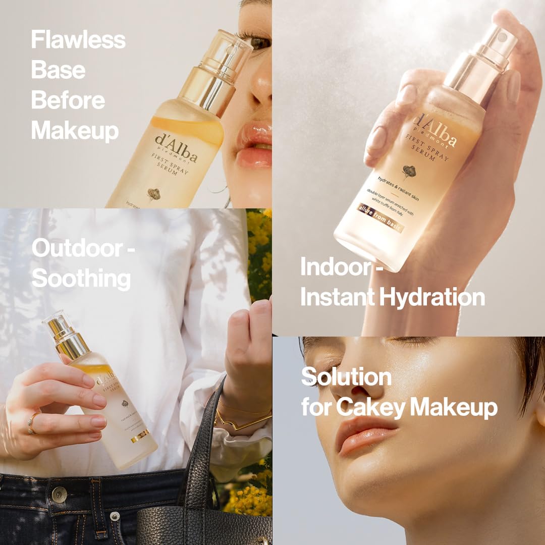 d'alba Piedmont Italian White Truffle First Spray Serum & Waterfull Essence Sunscreen, Vegan Skincare, Light-weight Korean Skin Care