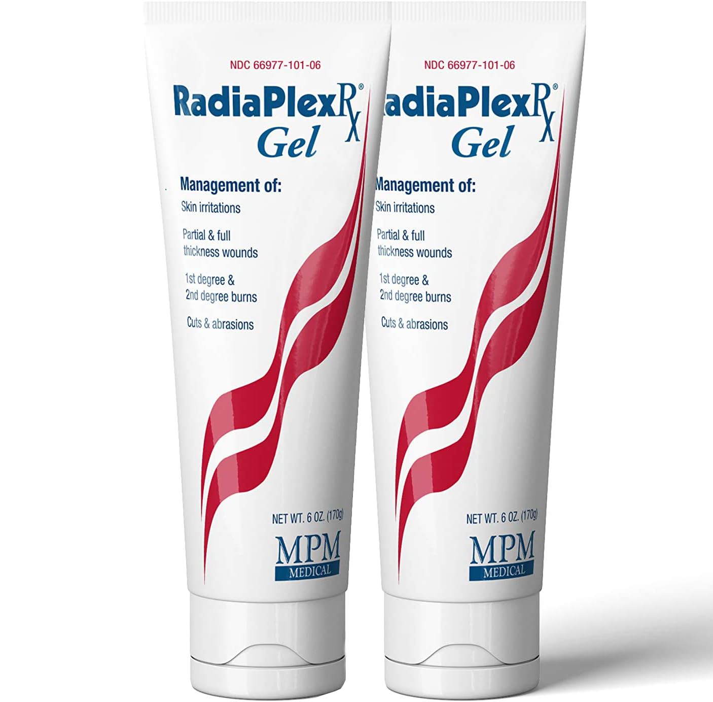 MPM Medical Radiaplex Rx Wound Gel Dressing with Hyaluronic Acid, Treatment of Reactions to Radiation, Manage Skin Wounds, 6oz Tube (2 Pack) - Include (1) Free 0.5oz Samples