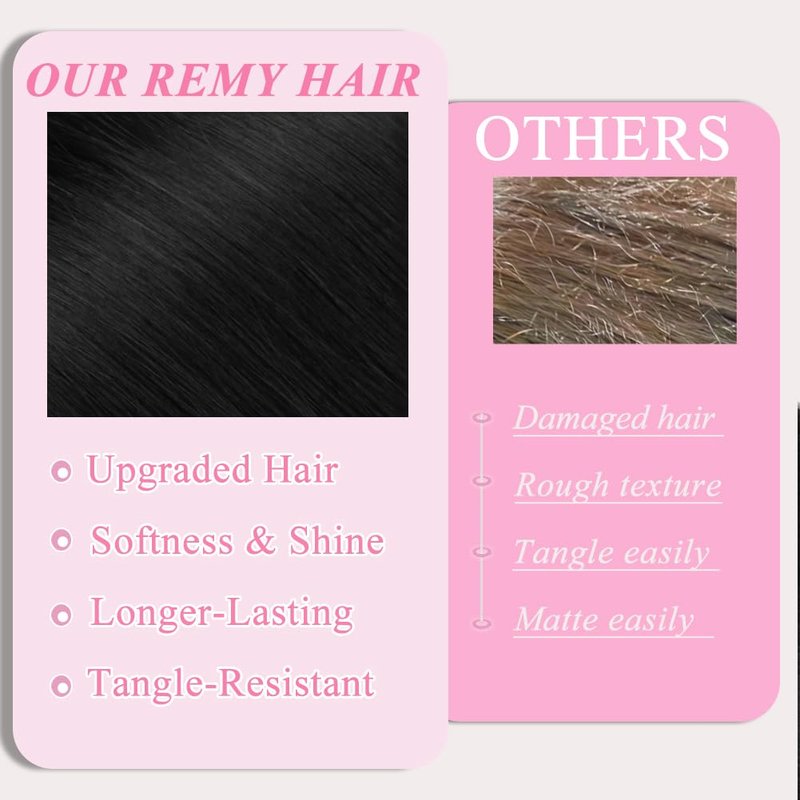 Clip In Hair Extensions - 18 Inch Straight Real Human Hair, Jet Black | 7Pcs, 95g Double Weft