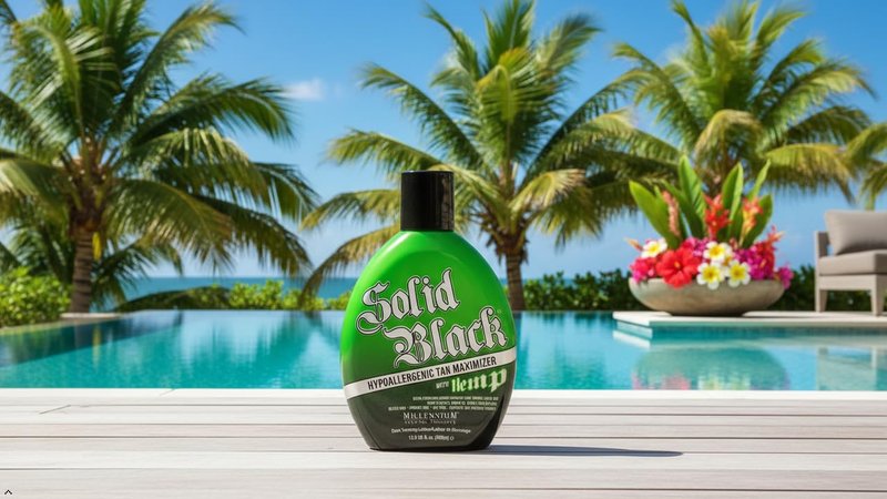 Millennium Tanning Solid Black Hypoallergenic Tan Maximizer Ultra Hydrating Indoor/Outdoor Dark Tanning Lotion with Hemp | Argan Oil | Cocoa and Shea Butter | Paraben Free, 13.5 oz