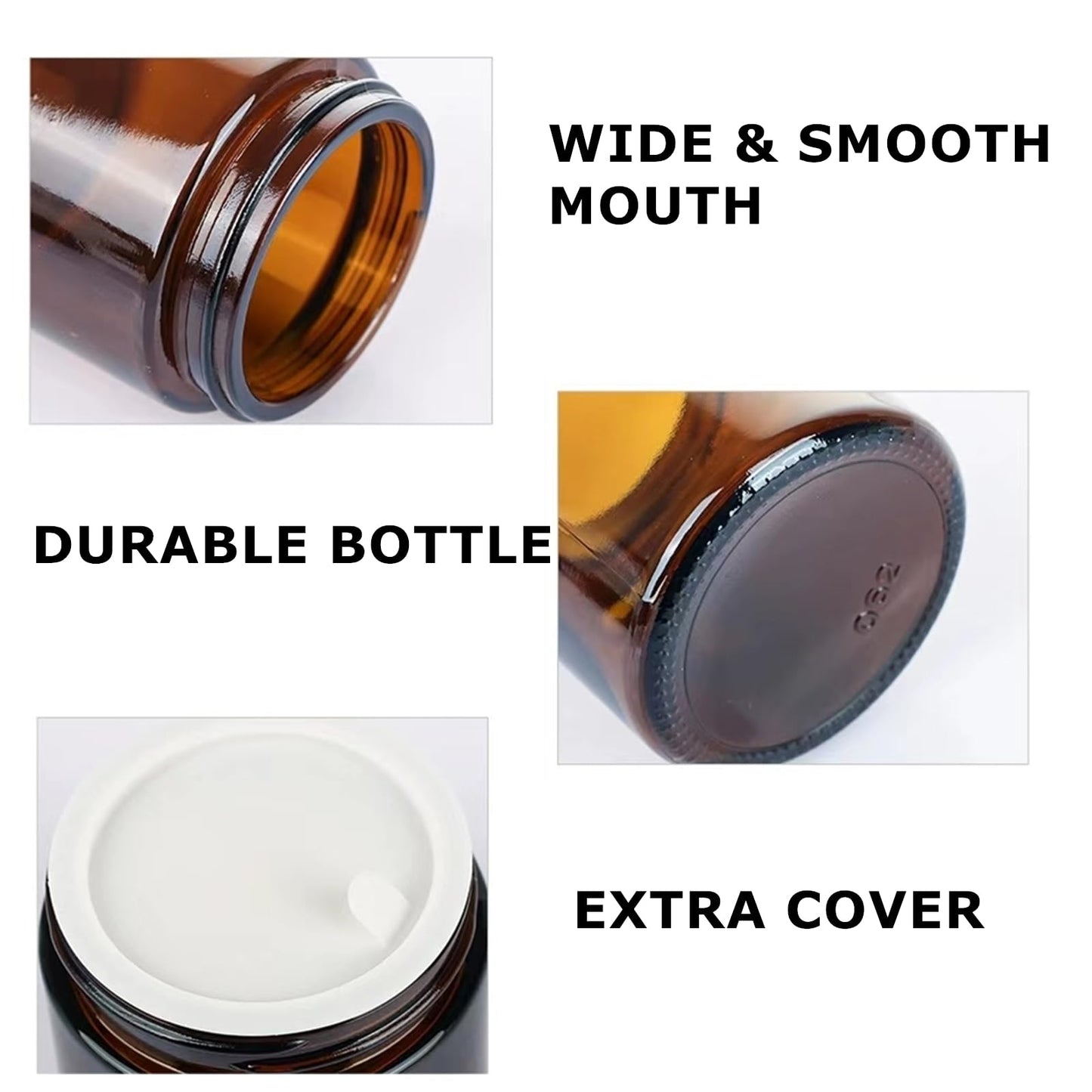 Zentriqlla 36 Pack 2oz Amber Glass Jars, Round Cosmetic Jars with with Black Lids and Inner Liners, Reusable Glass Containers for Homemade Creams, Candle, Skincare, Lotion, Travel