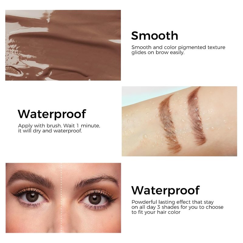 SACE LADY 3D Eyebrow Gel Long Lasting 24 Hours Waterproof Smudge-proof Brow Cream Makeup Kit (02 DARK BROWN, 0.2Fl Oz)