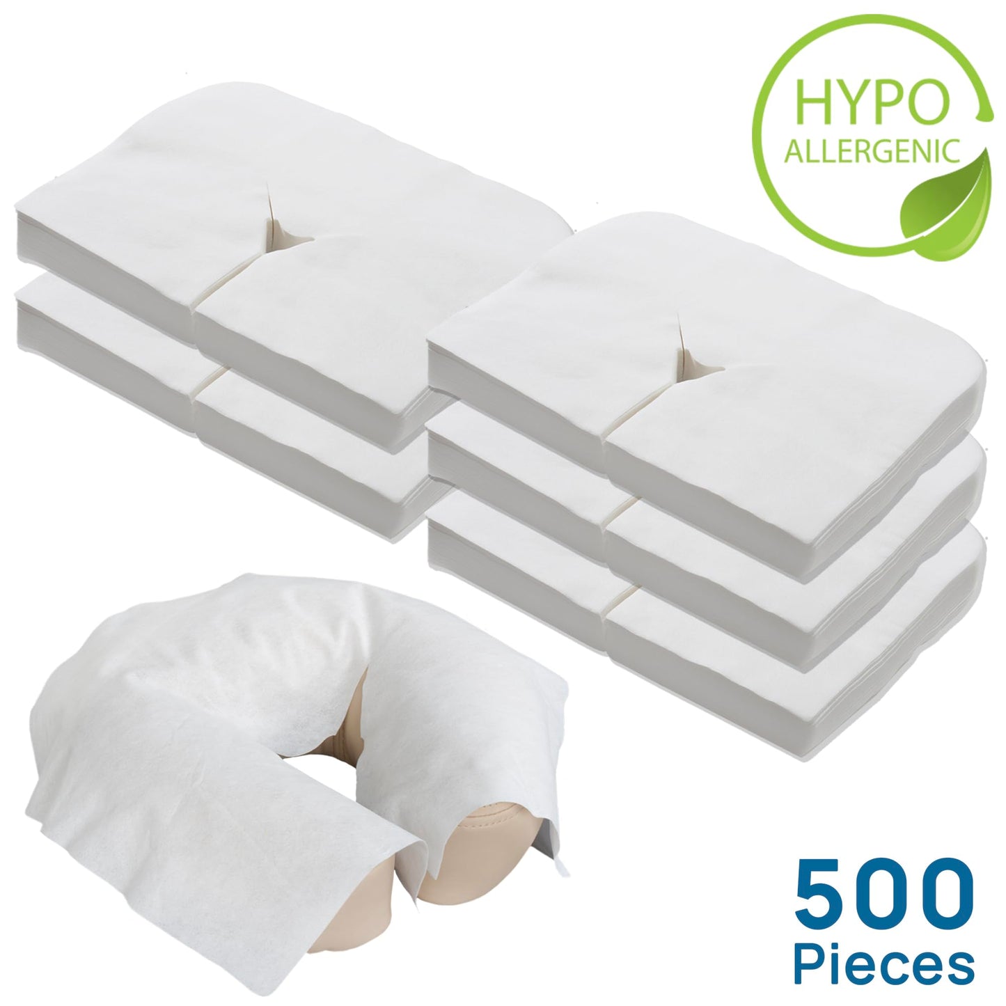 EARTHLITE Flat Disposable Face Cradle and Headrest Covers, 500-Pack, Medical-Grade, Ultra Soft, Luxurious, Non-Sticking for Massage Tables & Chairs, White