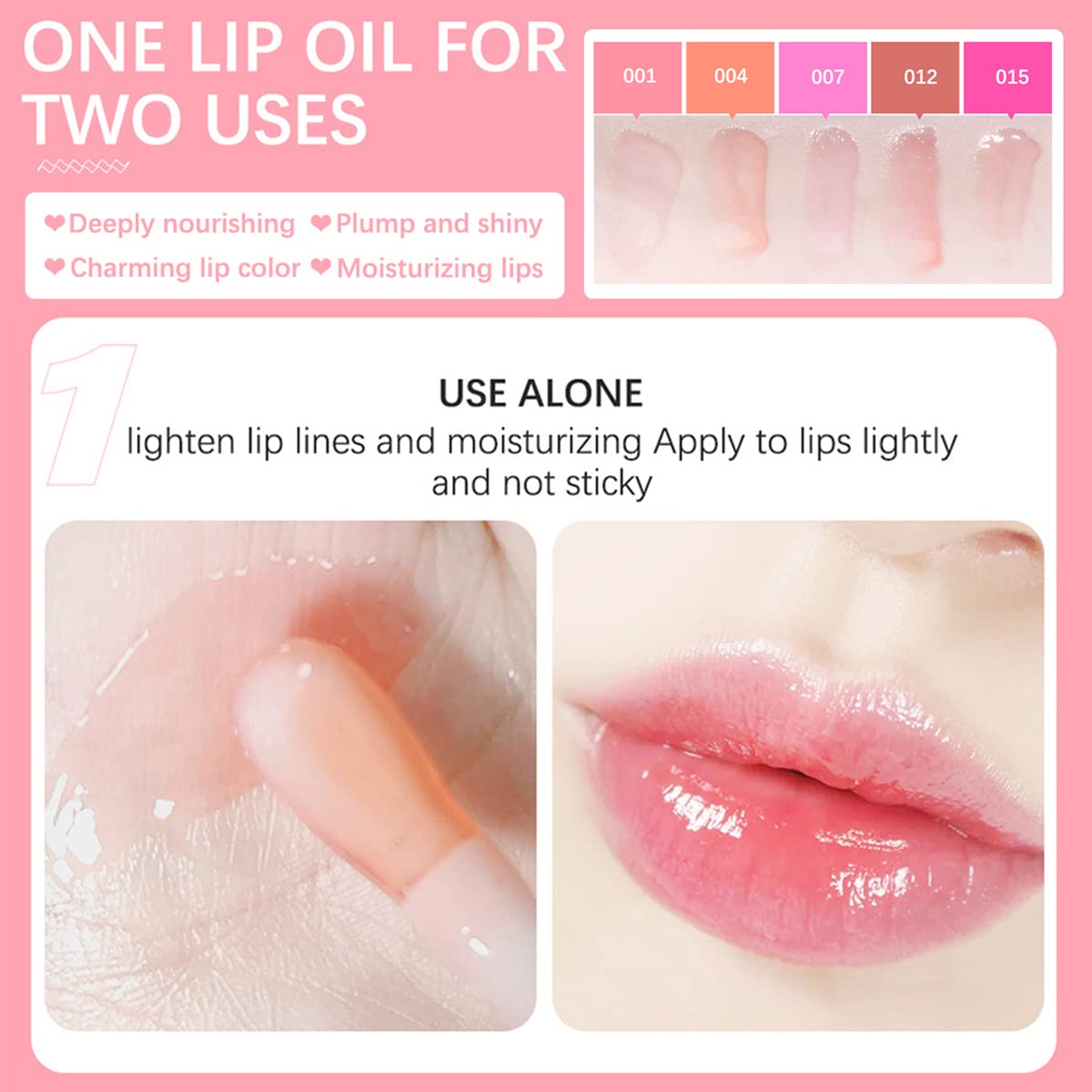Alisesun Lip Oil Hydrating Tinted Lip Balm, Plump Lip Gloss Lip Care Transparent Toot Lip Oil Tinted (004# Transparent)