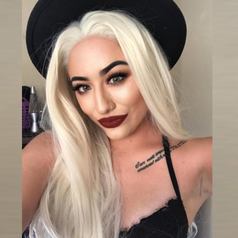 AFBeauty Platinum Blonde Wig Lace Front Real Hair Curly Wigs Long White Blonde Hair Wig Wavy Afro Wigs for Black Women Drag Queen Cosplay Daily Synthetic 26 Inch Lace Front