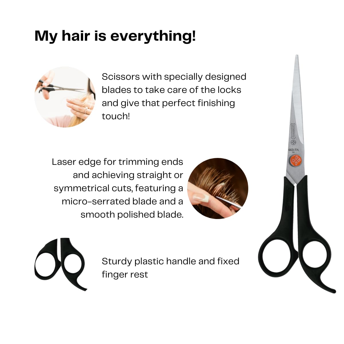 Mundial 663-7 Red Dot Lightweight 7-1/2-Inch Barber Shears, hair accessories for perfect haircut (tijera leve para cortar pelo) (Pack of 2)