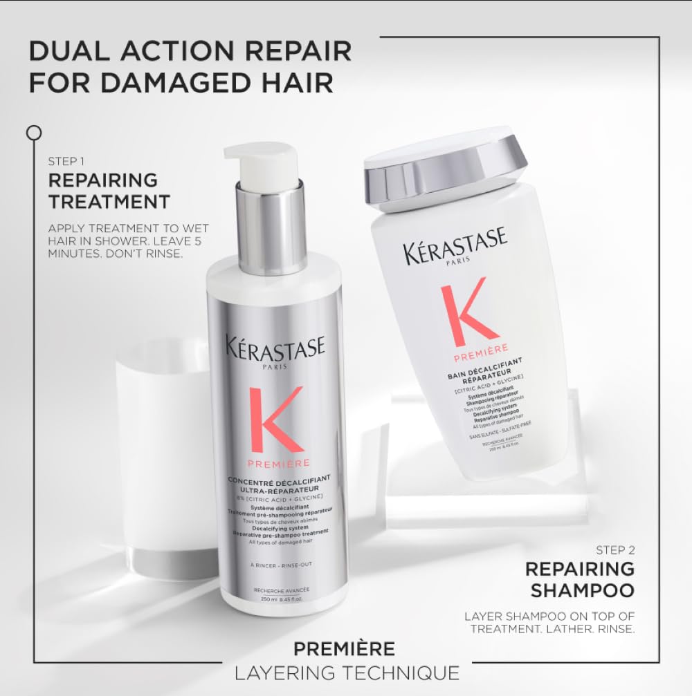 Kerastase Sulfate-Free Hair Repair Shampoo | Strengthens & Smoothes Damaged Hair, Citric Acid Formula