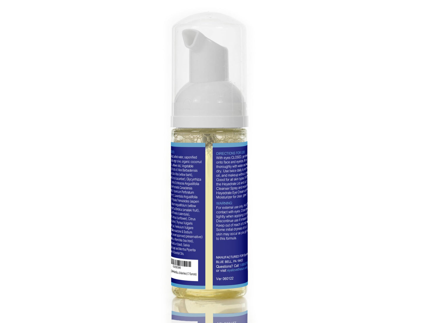 Heyedrate Eye Love Foaming Tea Tree Eyelid & Face Cleanser – Daily Eyelid Hygiene, Soothing Eye Irritation & Dryness – 100% Plant-Based with 19 Botanicals – Hypoallergenic – 1.7 oz
