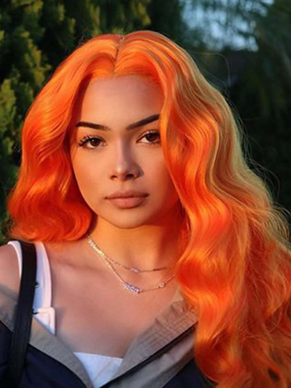 Melody Long Ginger Wavy Synthetic Lace Front Wigs - Heat Resistant, Side Parting, Cosplay Wigs