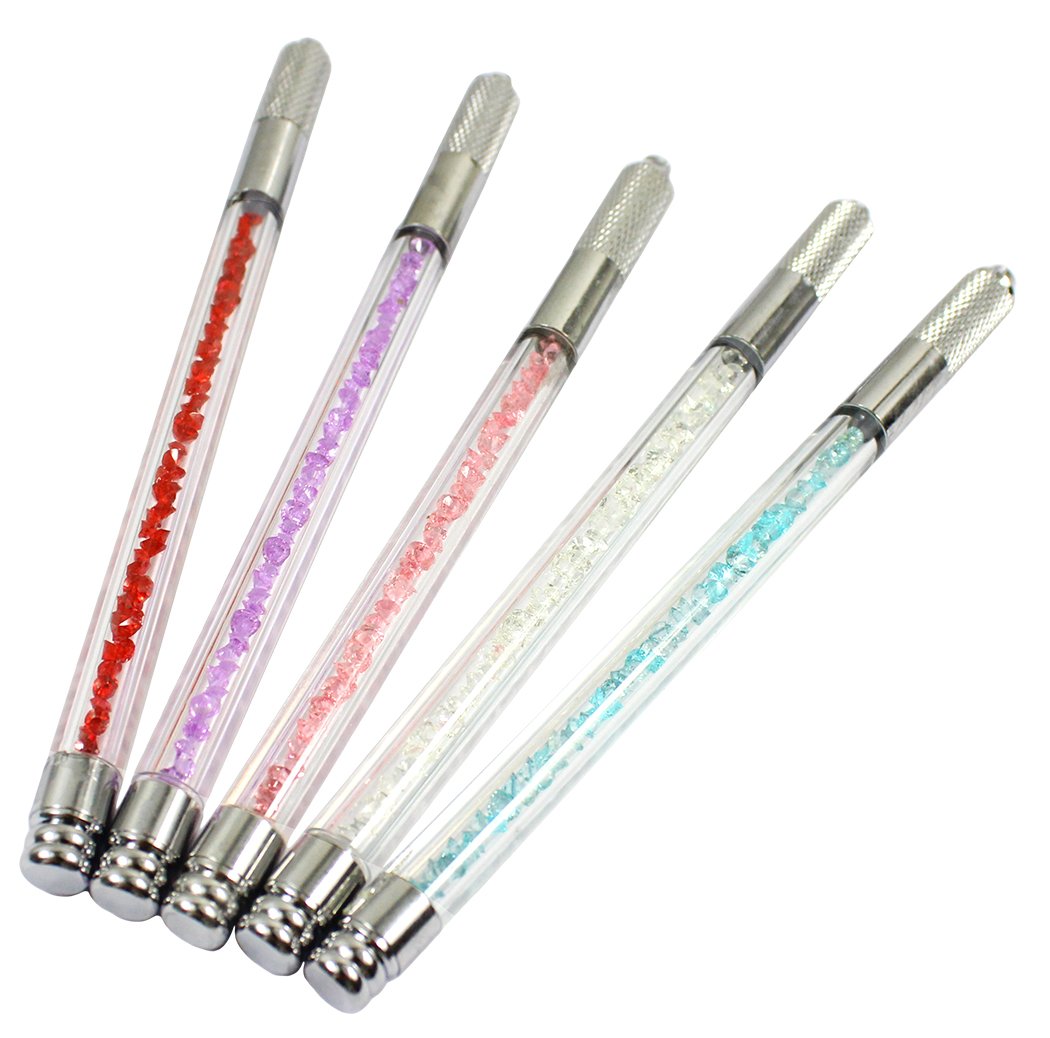 Crystal Transparent Microblading Pen - Manual Tattoo Eyebrow Pen for Permanent Makeup | 5-Pack