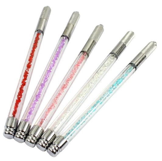 Crystal Transparent Microblading Pen - Manual Tattoo Eyebrow Pen for Permanent Makeup | 5-Pack