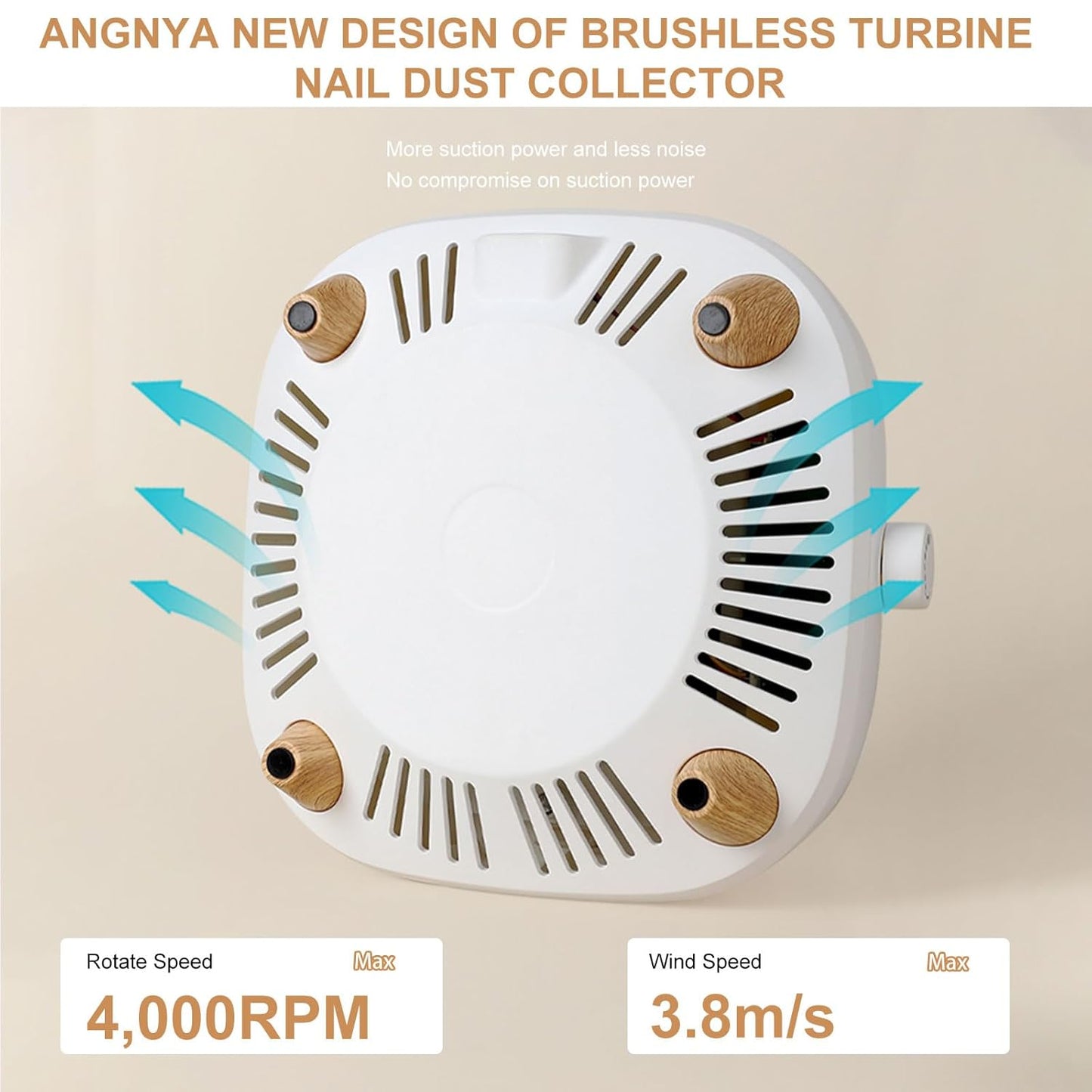 Nail Dust Collector with Reusable Filters - Powerful Vacuum Fan for Acrylic Nails, Salon & Home Use - Milk White