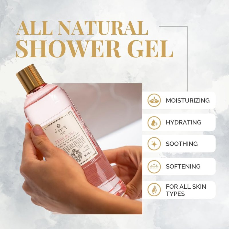 Pepe Rosa Shower Gel - Indulgent Pink Pepper Aroma | Hydrating & Soothing Formula - 500ml