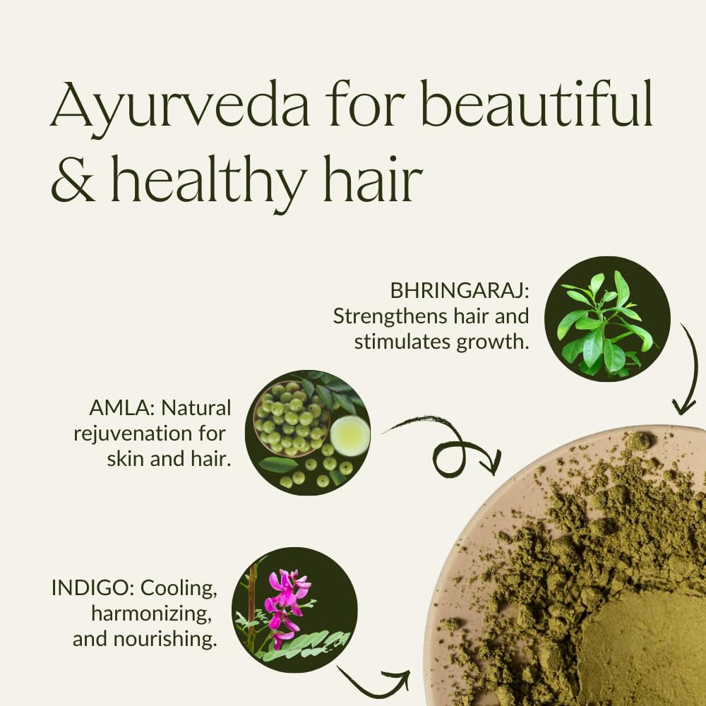 khadi ASH BROWN Plant Hair Color - Natural cosmetics - hair color for matte & medium brown - 100% herbal, natural & vegan - 3.5 oz