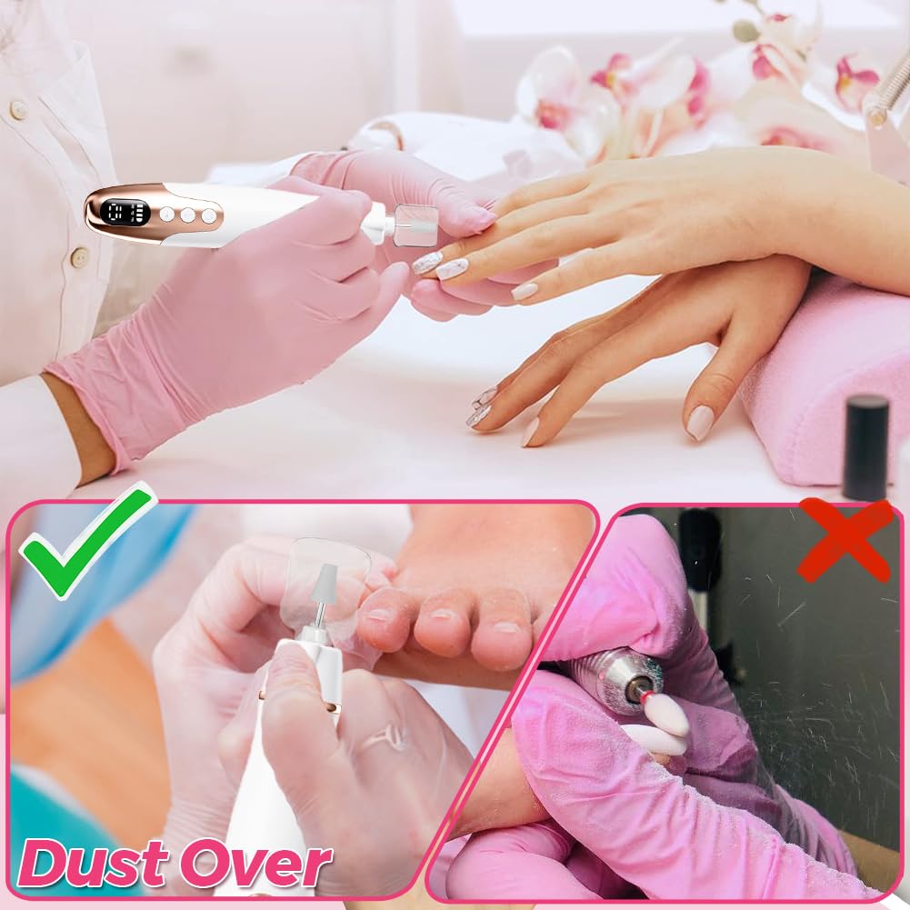 Joyzan Professional Manicure Pedicure Kit, Cordless Electric Nail Drill File Set LED Light Portable Thick Toenails Grinder Machine Toe Hand Foot Care Tool 35K RPM 10 Speeds Salon Cuticles Callus