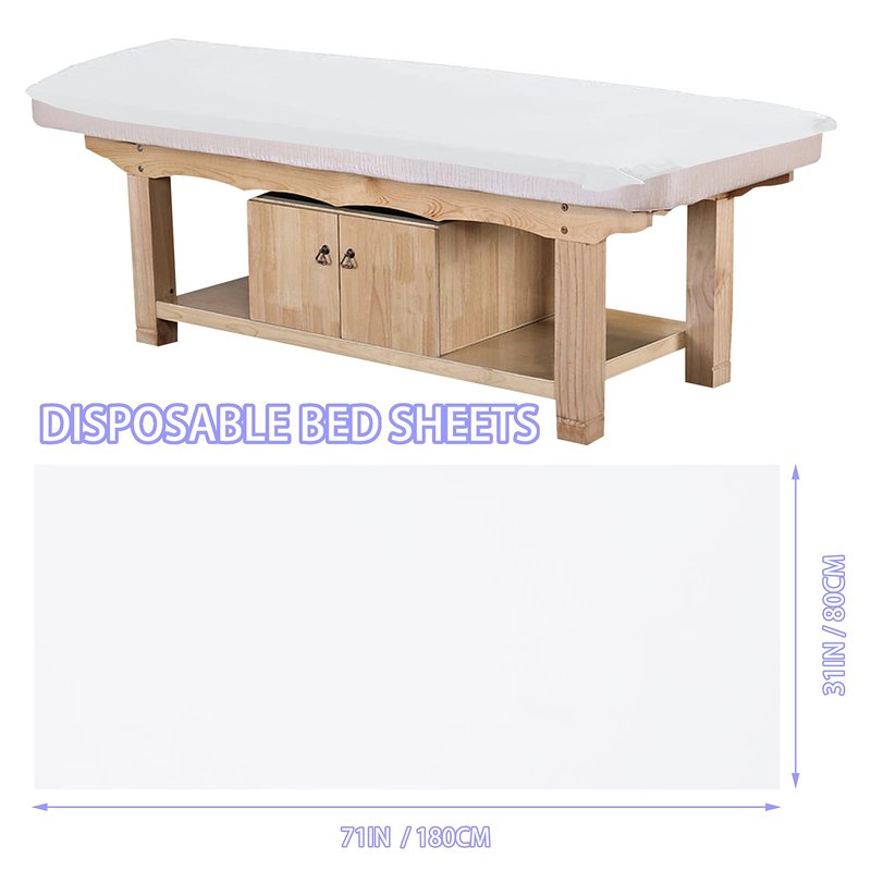 MVSUTA 100 Pieces White Disposable Bed Sheets Non-woven Fabric SPA Table Sheet Bed Cover for Massage Beauty Tattoos,31'' x 71''
