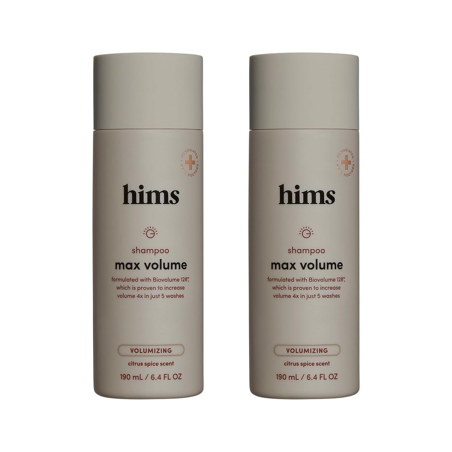 hims Max Volume Shampoo - Biovolume 128, Biotin, & Rice Protein - Root Lift & Thickening Shampoo - Paraben-Free, Sulfate-Free, Vegan - Citrus Spice Scent - 6.4 Fl Oz, 2 Pack