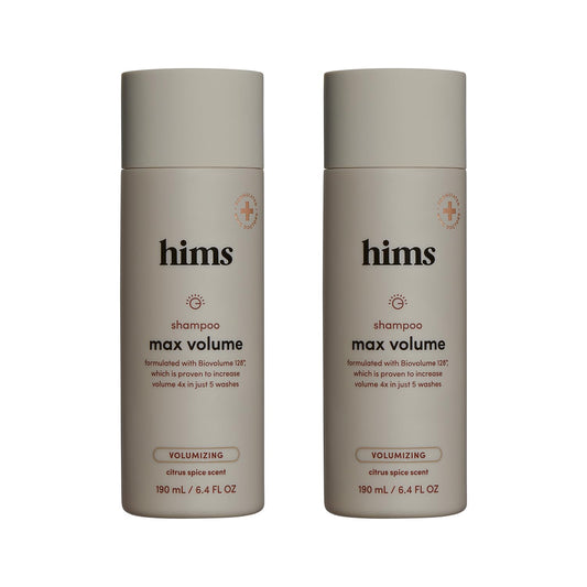 hims Max Volume Shampoo - Biovolume 128, Biotin, & Rice Protein - Root Lift & Thickening Shampoo - Paraben-Free, Sulfate-Free, Vegan - Citrus Spice Scent - 6.4 Fl Oz, 2 Pack