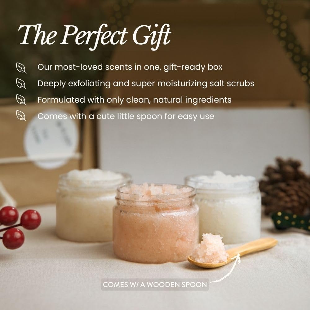 Bare Botanics 3-Piece Sea Salt Body Scrub Gift Set Natural Exfoliator
