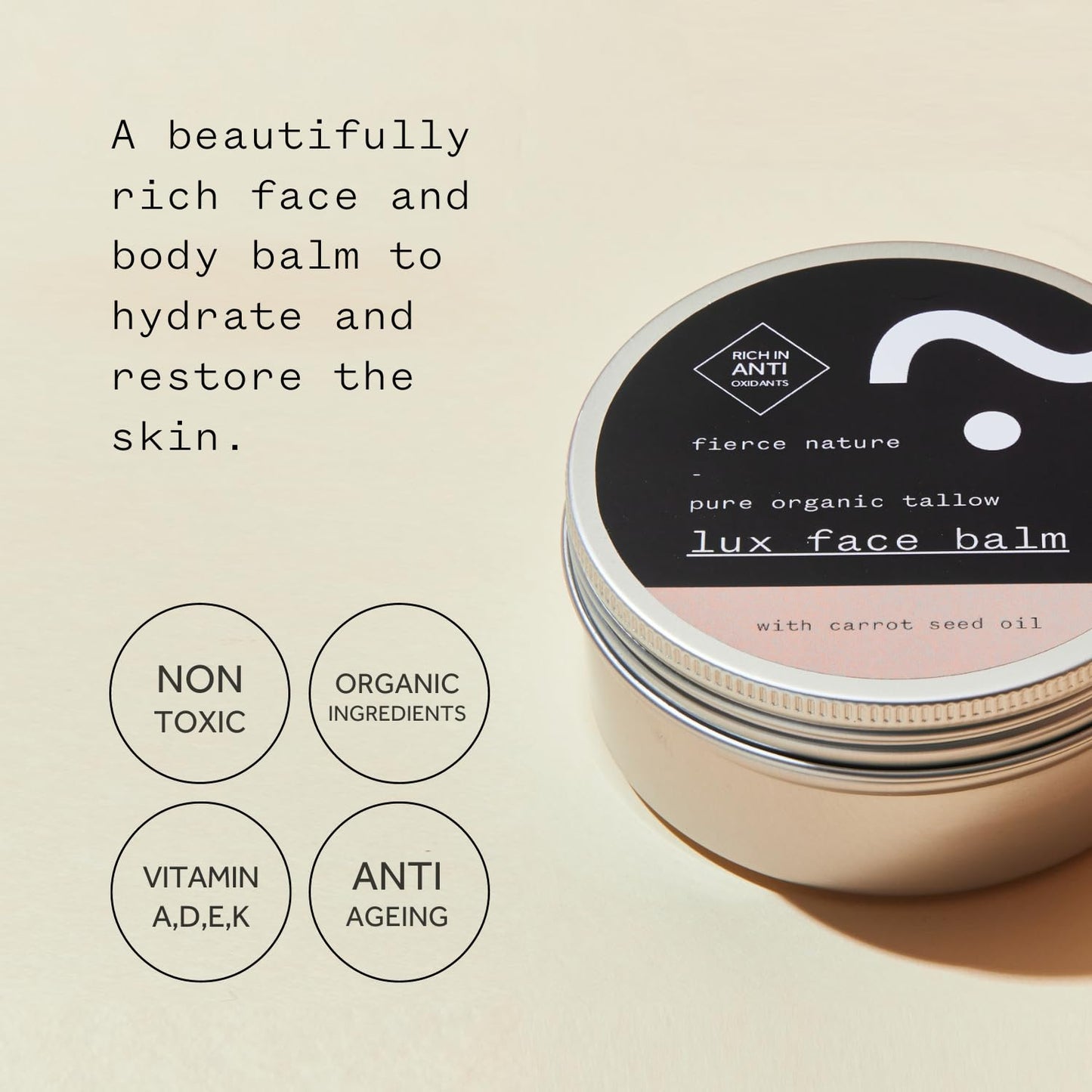Luxe Face Balm - Vitamin-Rich Carrot Seed Oil Moisturizer | Unscented 100g for Men & Women
