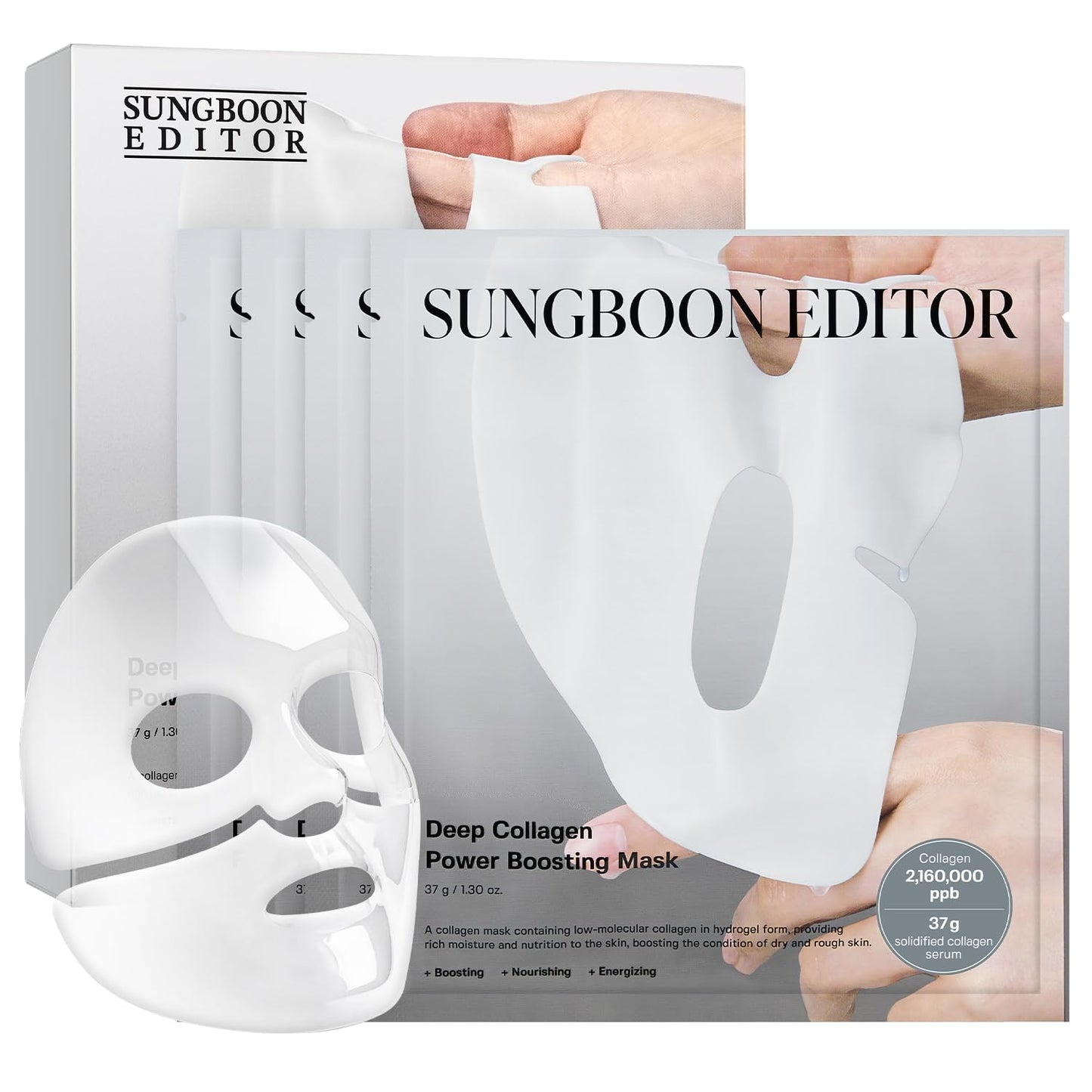 SUNGBOON EDITOR Revitalizing Combo & Smooth-Looking Boosting Duo, Deep Collagen Power Boosting Mask (4ea) & Deep Collagen Power Boosting Cream In Serum, Self-Care Gift Set for Women, Korean Skincare