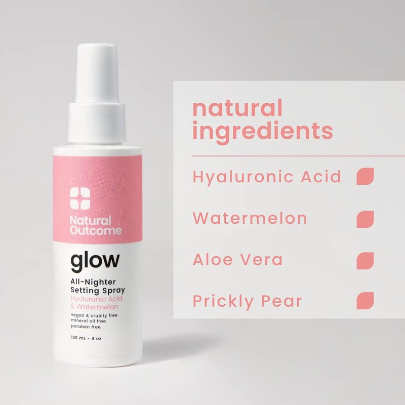 Glow Makeup Setting Spray - Mattifying Facial Mist with Hyaluronic Acid & Watermelon | Oil-Free Vegan Formula for All Skin Types, 4 oz
