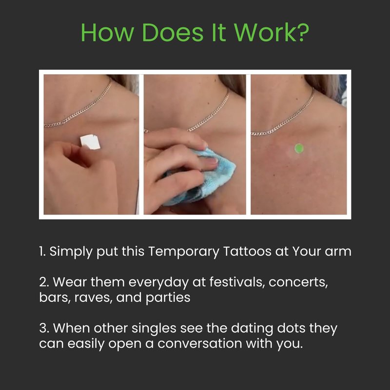 Dating Dots New Fun Game to Meet Singles with Temporary Tattoos | Effective Ice Breaker for Dating | Waterproof, Glow in the Dark | Unique Party Game for Singles