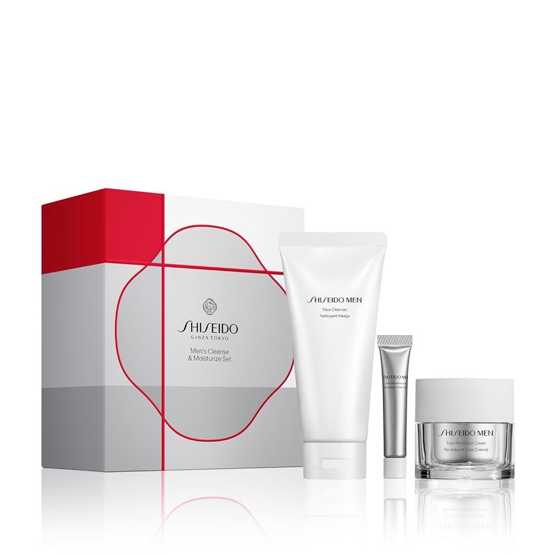 Shiseido Men's Cleanse & Moisturize Set | Face Cleanser, Revitalizer Cream & Eye Cream - 125mL, 50mL, 5mL
