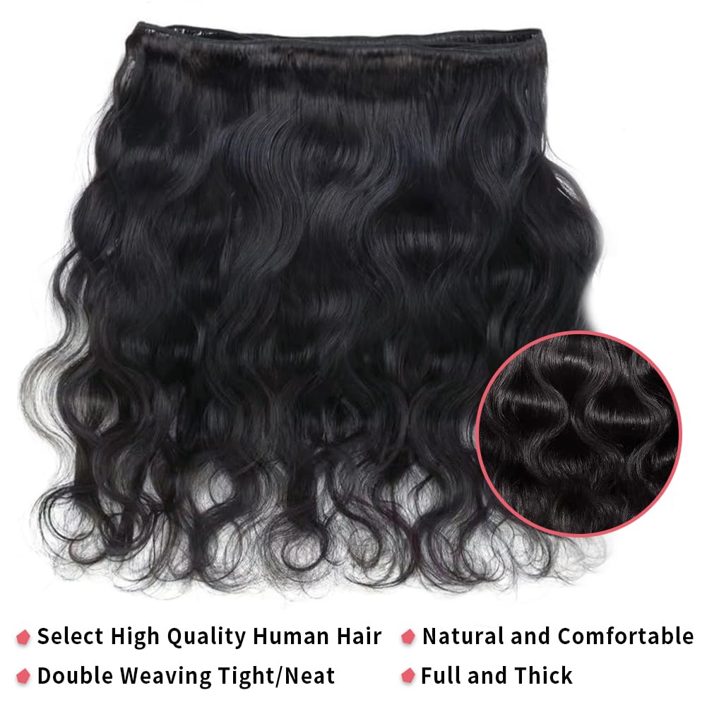 Fopeela 12A Body Wave Bundles Human Hair 1 Bundle 22 Inch 100% Unprocessed Brazilian Virgin Body Wave Human Hair Bundles for Women Natural Black