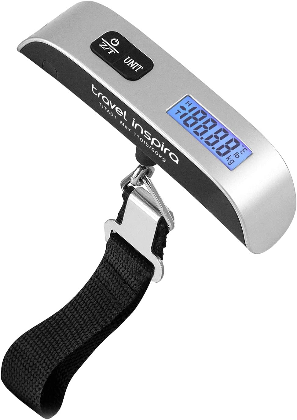 Travel Inspira Luggage Scale - Portable Digital Hanging Baggage Scale for Suitcases | 110 lbs Capacity, Battery Included