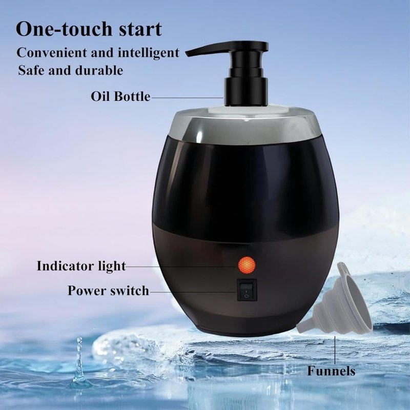 Oil Massage Lotion Warmer Kit - Rapid Heating Machine with Dispenser Pump & Funnel | Ideal for Salon & Spa Use (Black)