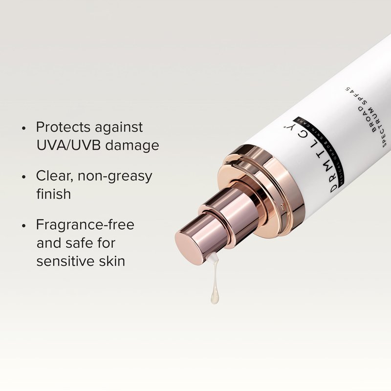 DRMTLGY Anti Aging Clear Face Sunscreen and Facial Moisturizer with Broad Spectrum SPF 45. Oil Free, Zinc Oxide Sunscreen For Sensitive Skin and Acne Prone Skin
