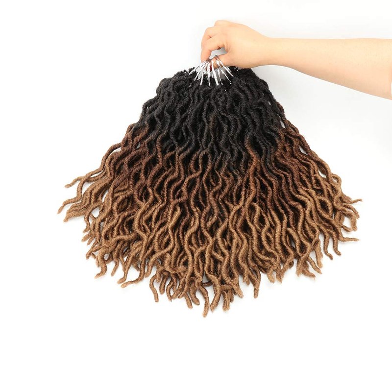 Eliza Wavy Gypsy LocsOmbre Crochet Hair 14" 8Packs/Lot Goddess Locs Synthetic Faux Locs African Roots Dreadlocs Synthetic Braiding Hair Extensions for Black Women(14",8Packs,OM3T3027)