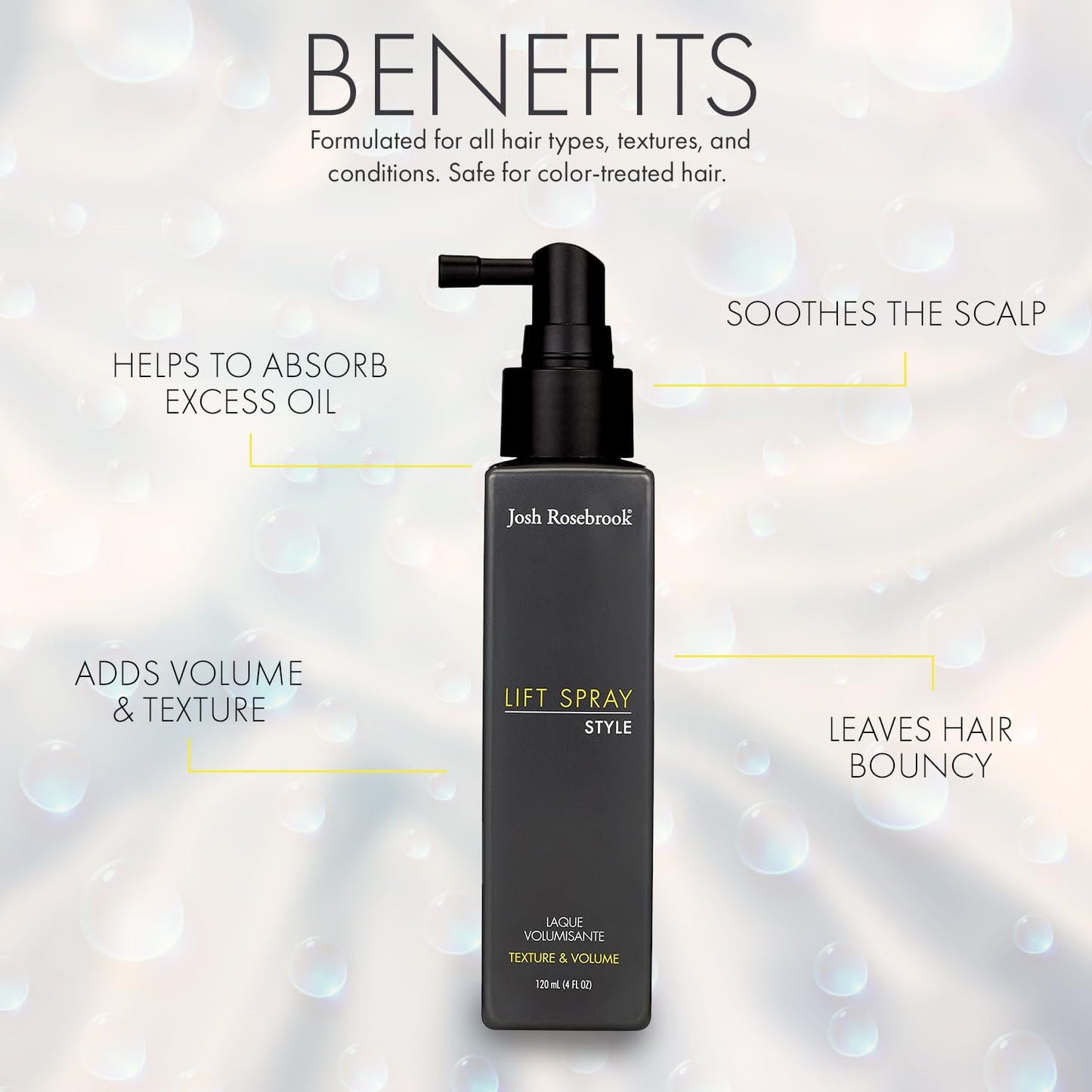Josh Rosebrook Lift Spray - Volumizing Root Lifter for Fine Hair 4oz